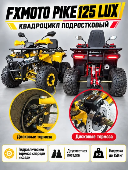 FXMOTO PIKE 125 LUX — жёлтый и чёрно-красный варианты, детали и тормоза